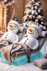 snowman and christmas tree