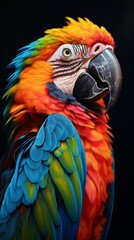 Fototapeta premium Colorful Parrot With Black Background. Generative AI.