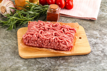 Raw uncooked red minced meat