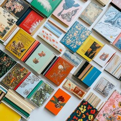 Fototapeta premium Assortment of colorful books and journals.