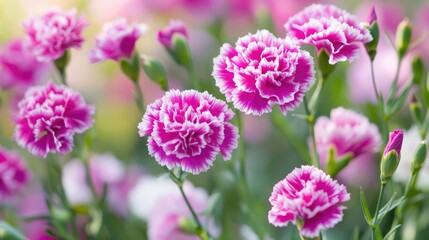 Fototapeta premium Pink and White Carnations in Bloom