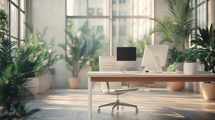 Corporate branding identity logo display with modern office