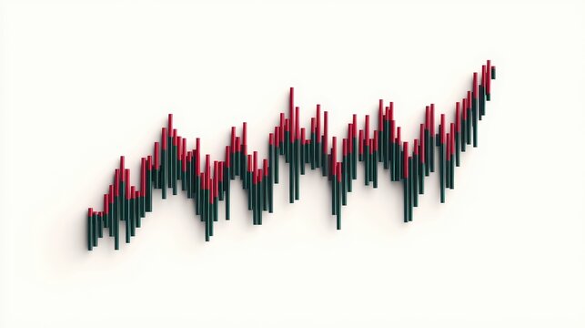 Minimalist line graph with red and green spikes visually representing the dynamic fluctuations in financial interest rates over time 