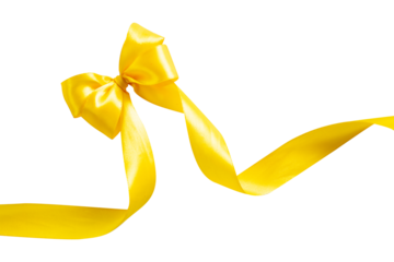 Yellow butterfly bow isolated on white background
