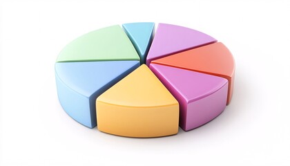 Obraz premium Colorful 3D Clay Style Pie Chart Render for Dynamic Data Presentation and Visualization in Creative Projects and Informative Materials