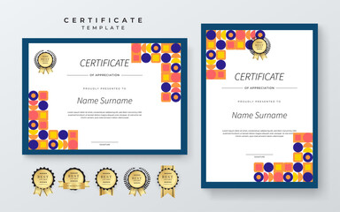 Modern Certificate Template with Colorful Geometric Shape Abstract Design Illustration