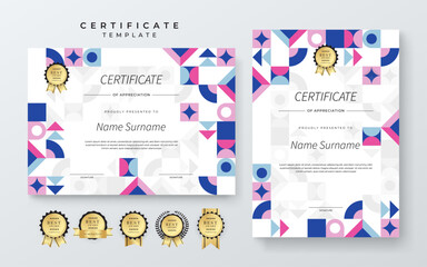 Modern Certificate Template with Colorful Geometric Shape Abstract Design Illustration