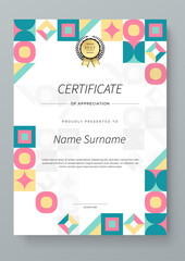 Simple Certificate of Appreciation with Modern Geometric Design Element Shape
