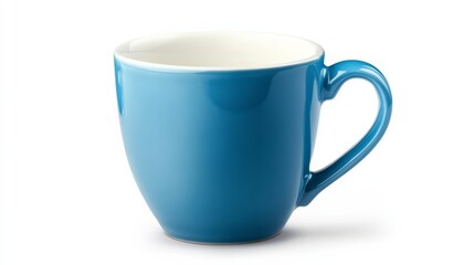 Serene Teal Coffee Cup: A single, elegant teal ceramic coffee cup with a heart-shaped handle, captured in a pristine studio shot.  Perfect for adding a touch of calm to your design. 
