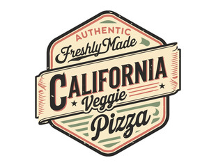 Obraz premium California Veggie Pizza – Freshly Made Vintage Logo 
