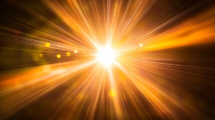 Close-up bright orange yellow starburst effect radiating from Sun Light Overlay