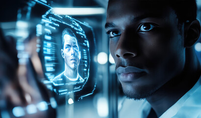 Human-AI Interaction Using Holographic Projections of Human Faces. Scanning and Hologram of a Human Face