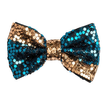 Elevate your style with a large metallic sequin bow tie for unforgettable occasions, transparent background