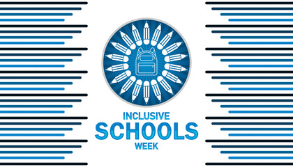 Inclusive Schools Week wallpaper with shapes and typography, banner, card, poster, template. Inclusive Schools Week, Modern background