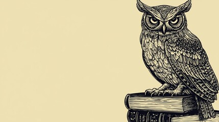 Wise Owl Perched on Books