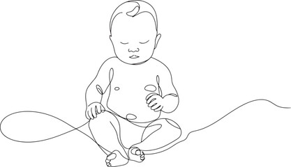 Baby Line Art Drawing