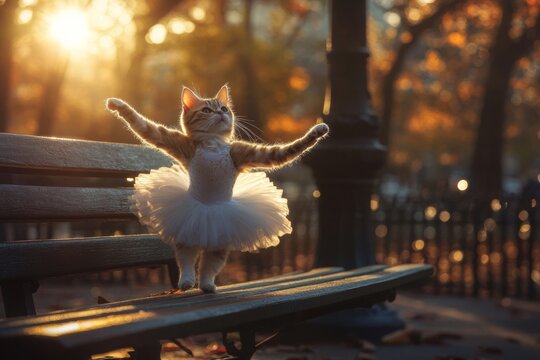 Cat as ballet dancer. Ai generative art
