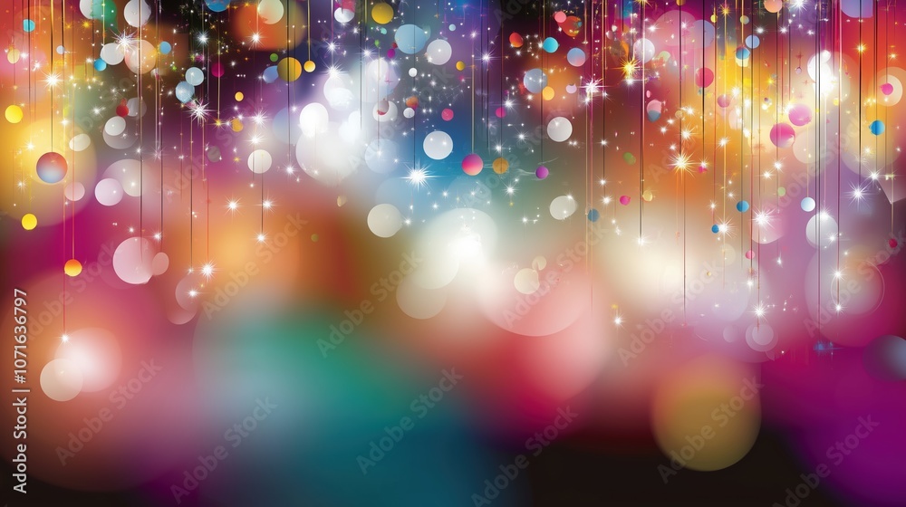 Poster festive abstract background with vibrant colorful lights, bokeh effect, and sparkles for a celebrati