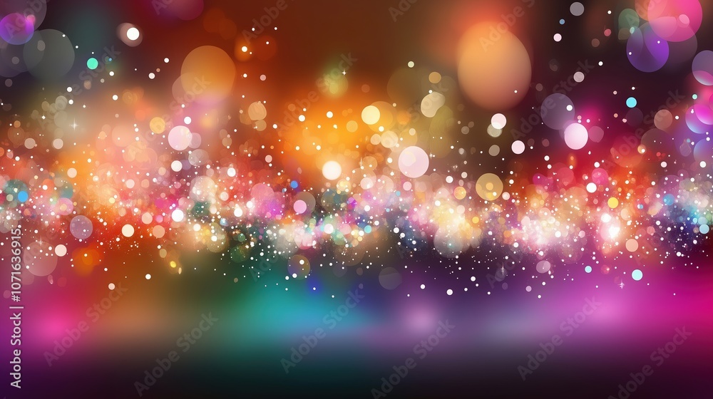Poster festive abstract background with vibrant colorful lights, bokeh effect, and sparkles for a celebrati