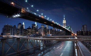 Obraz premium Cinematic view on Manhattan at night, New York, USA