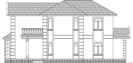 Vector sketch illustration silhouette architectural design vintage classic house drawing