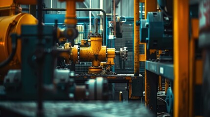 Fototapeta premium Close-up of Industrial Machinery in a Factory Setting