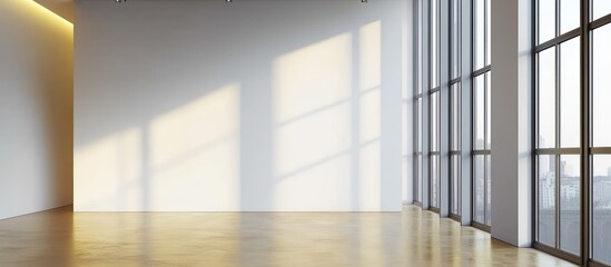 Fototapeta premium Stylish room with large white wall and subtle gold floor.