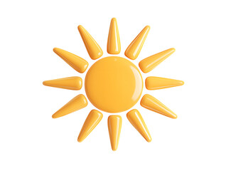 Yellow Sun Icon Illustration with Sunbeam and Sunny Weather Design