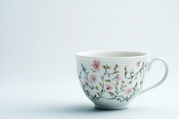 Elegant floral cup on plain white background