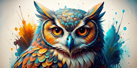 Fototapeta premium Elegant Owl Illustration on White Background - Wildlife Art, Bird Design, Editable Layered Graphics for Nature Lovers, Animal Enthusiasts, and Creative Projects