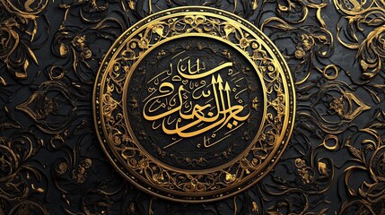 Obraz premium Arabic Calligraphy on a Black and Gold Background