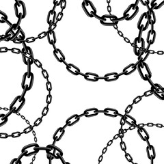 Vector chain pattern. Black chain background.