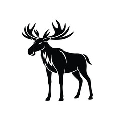 Moose Stag Deer Logo Icon Vector Illustration Silhouette for Forest Adventures