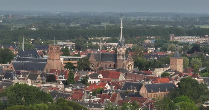 The St. Barbara Church at the Markt in Culemborg in the Dutch province of Gelderland . The tower is called the Barbaratoren. The Netherlands.