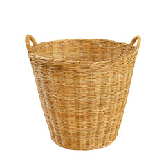 Empty wicker basket on a white background, isolated