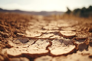 Obraz premium Close-up of cracked dry earth in desert