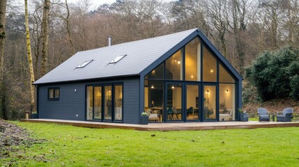 Obraz premium Modern House Surrounded by Nature in a Woodland Setting