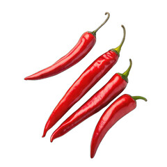 red hot chili peppers isolated on transparent background.