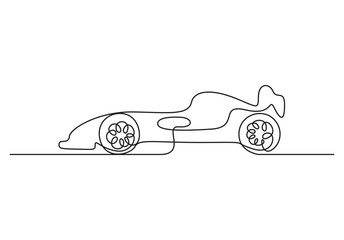 Simple one line of car racing vector. Continuous line drawing of racing car vector illustration