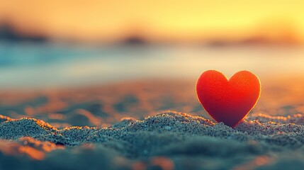 Fototapeta premium Heart Shape on Sandy Beach During Sunset Glow