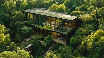 Modern House Surrounded by Lush Greenery