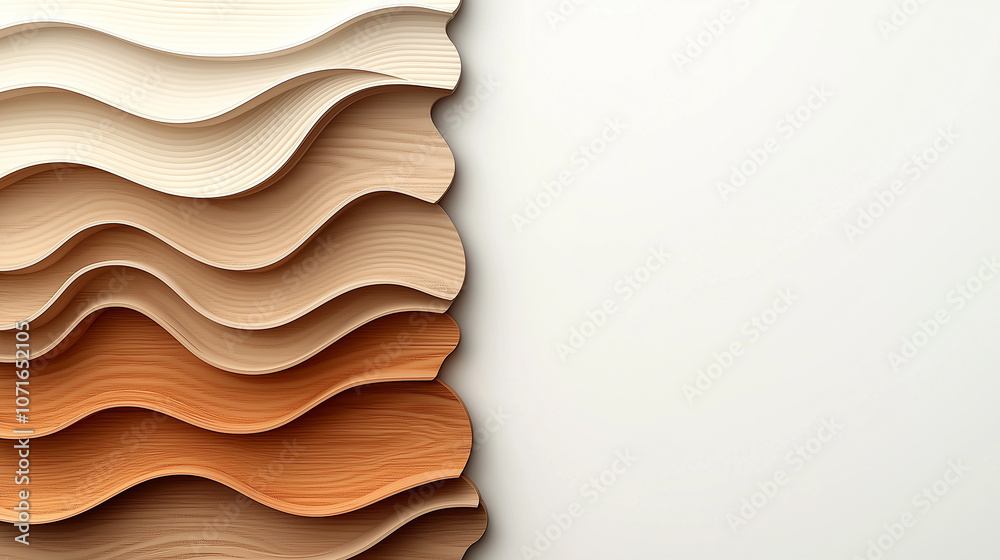 Aufkleber flowing organic shapes in various wood tones create textured background, evoking sense of warmth and