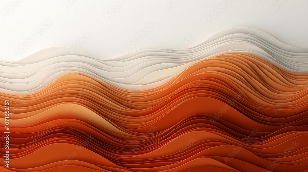 Poster Flowing organic shapes with subtle gradients in warm orange tones create serene and dynamic visual experience, evoking sense of calm and movement
