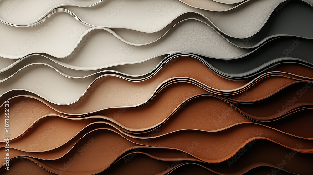 Aufkleber Fluid abstract background with layered organic shapes in earthy tones, creating harmonious flow of curves and textures that evoke sense of calm and creativity