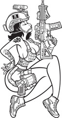 Military special forces pin-up style girl