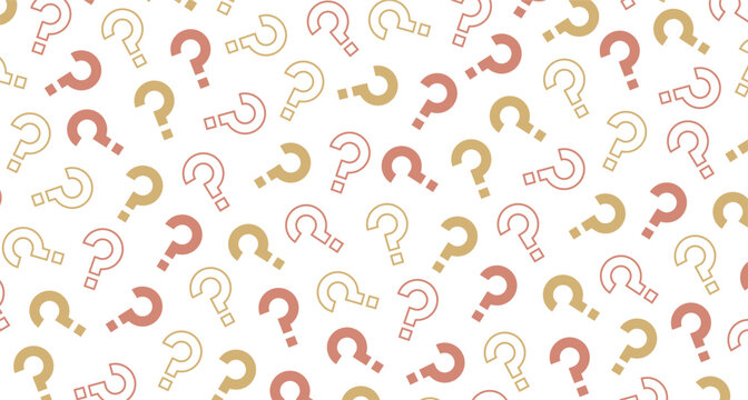 Colorful question mark pattern background. Answer guess faq decorative abstract wallpaper. Vector illustration