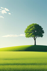 Tree on vest green field