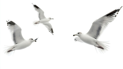 Fototapeta premium A group of doves flying in the sky isolated on transparent or white background