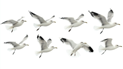 Fototapeta premium A group of doves flying in the sky isolated on transparent or white background
