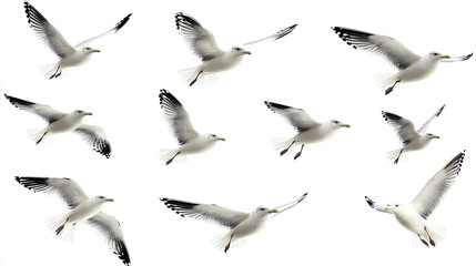 Fototapeta premium A group of doves flying in the sky isolated on transparent or white background